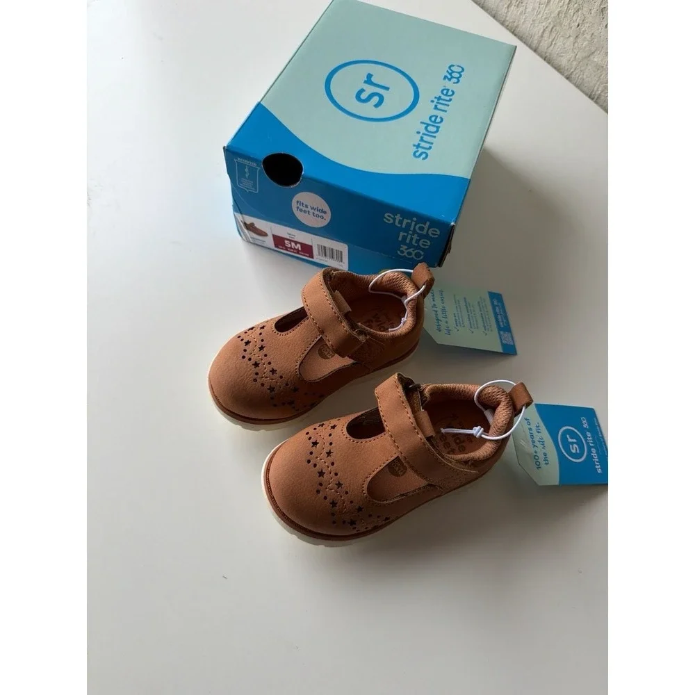 Stride Rite 360 Girls Cheyenne Mary Jane Flat Shoes, Tan, Size 5M
